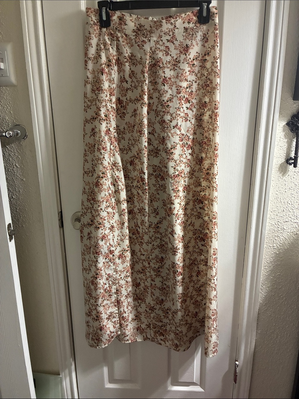 SHEIN Cream Maxi Skirt with Rust Floral Print